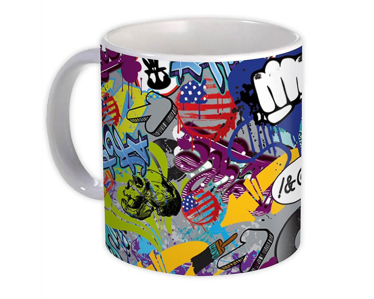 Gift Mug: Grafitti Sticker Bomb Pattern