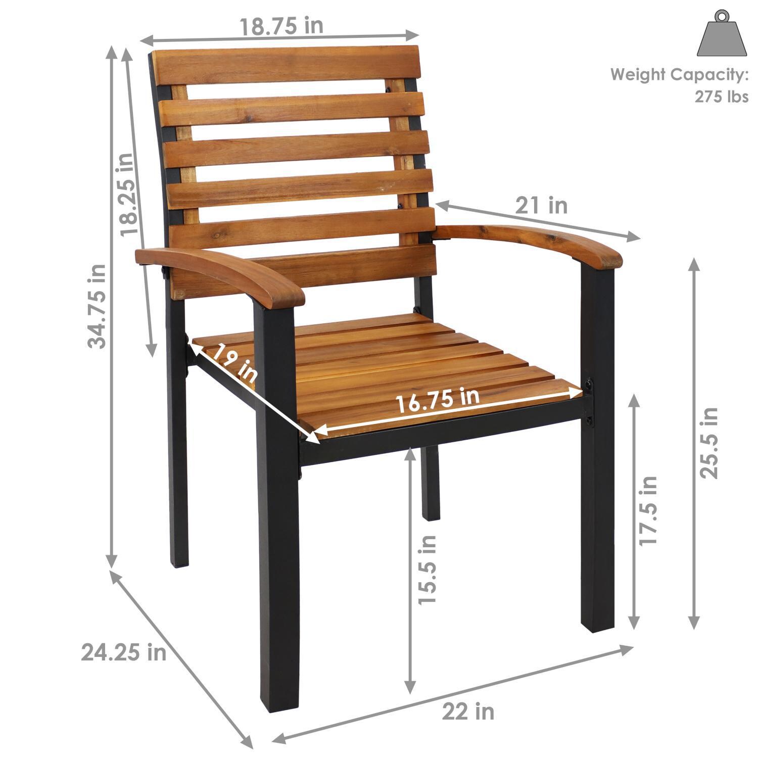 Ultimate Patio Acacia Wood and Steel Outdoor Patio Armchair