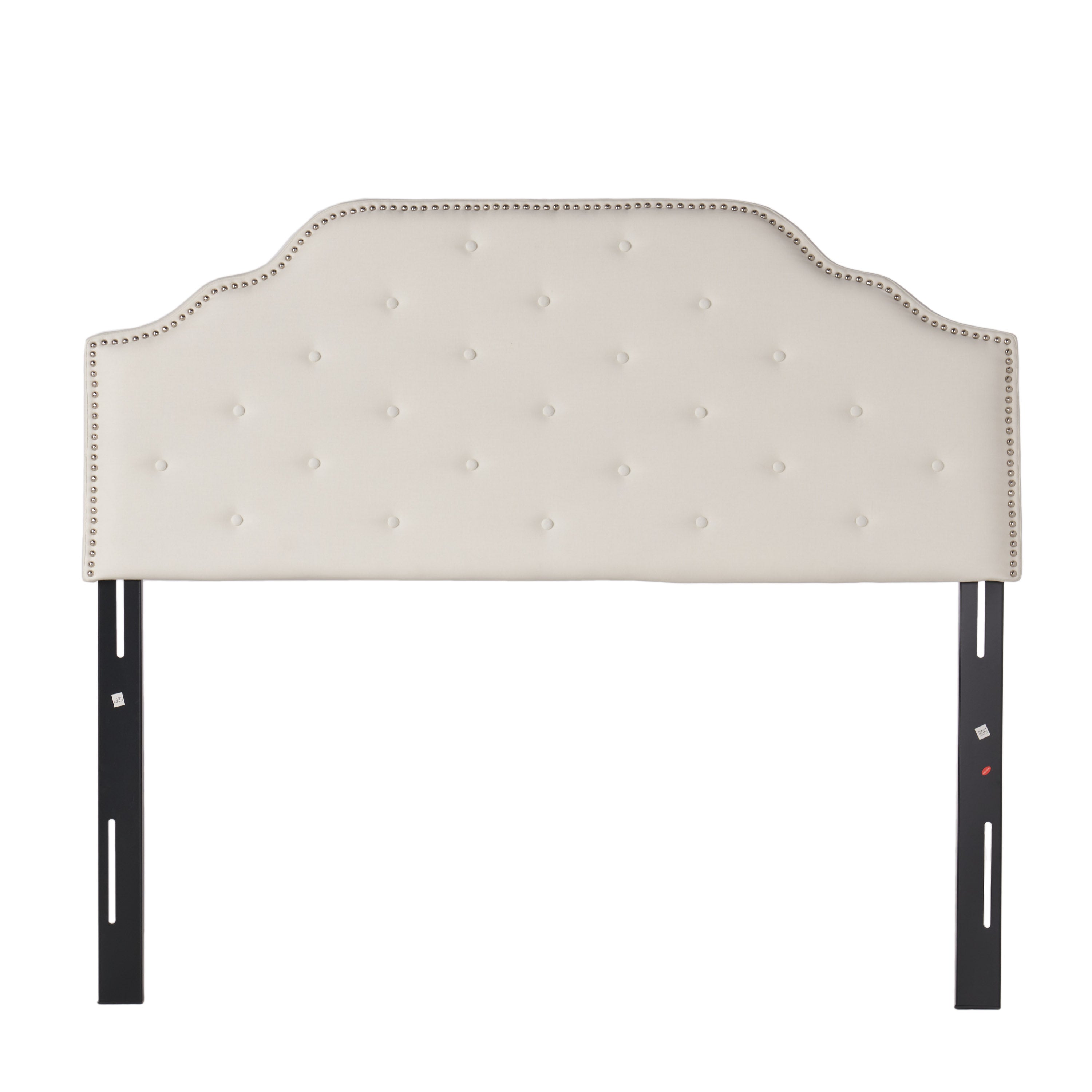 Soleil Studded Edge Ivory Fabric Queen/Full Headboard