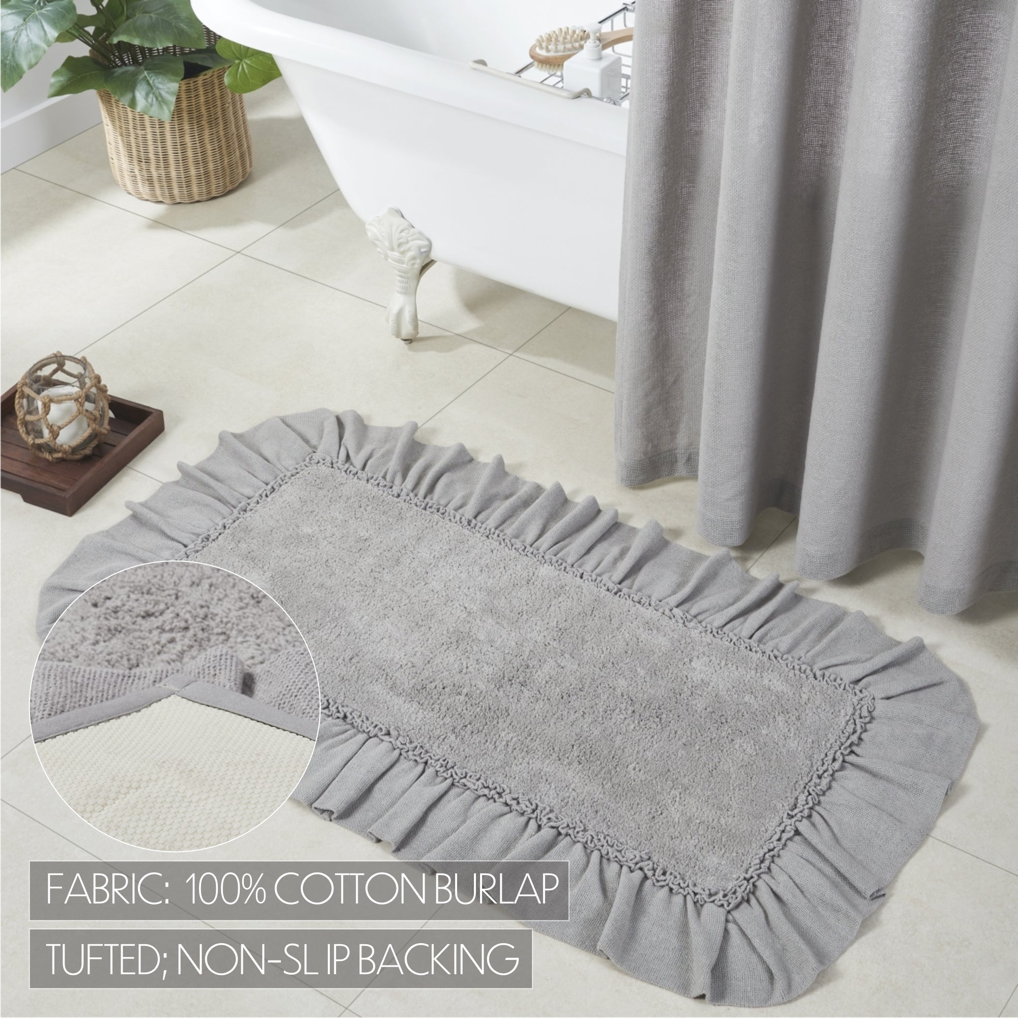 Burlap Dove Grey Bathmat 27x48