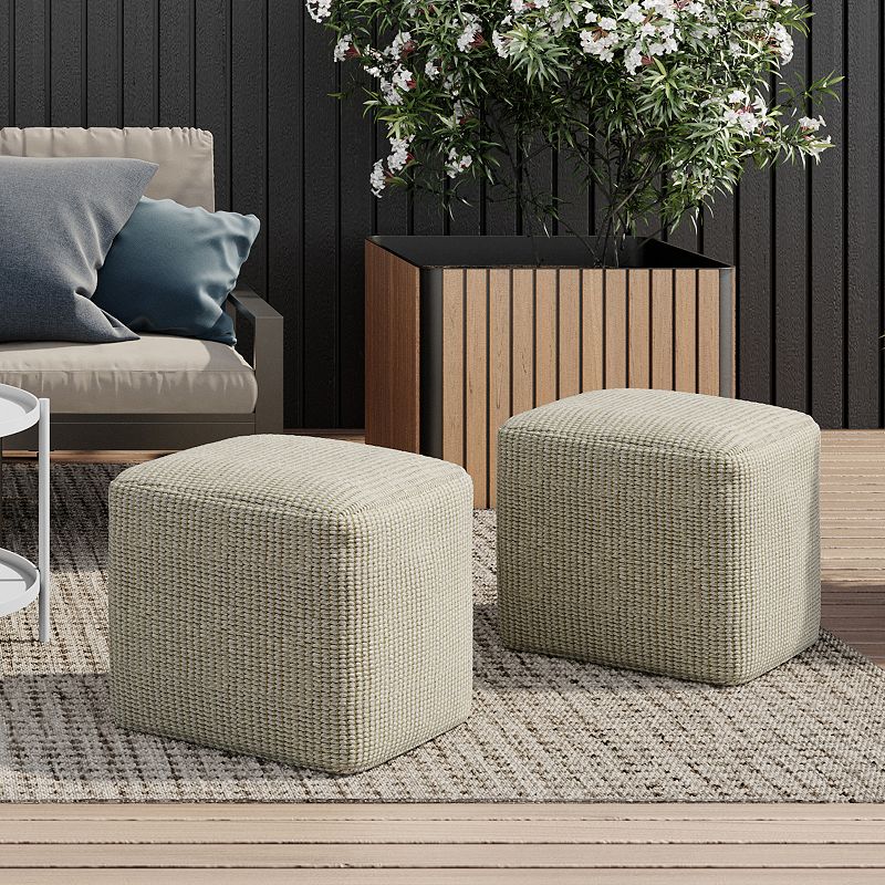 Simpli Home Zelma Square Woven Indoor / Outdoor Pouf