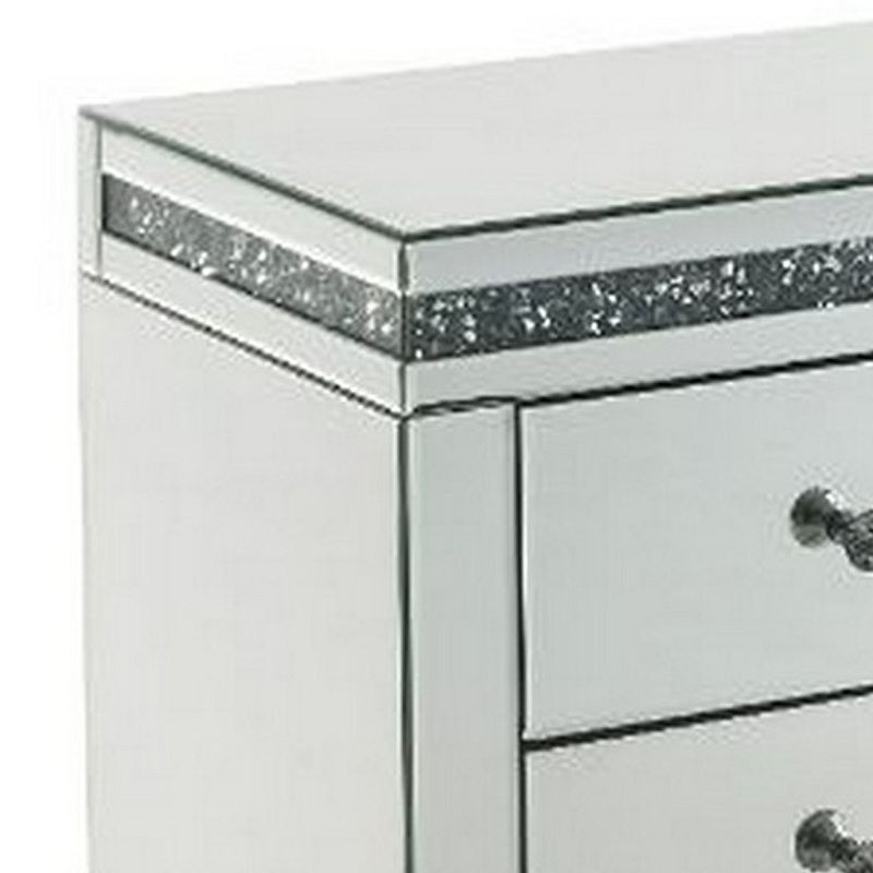 Accent Table with 3 modern storage drawers， White