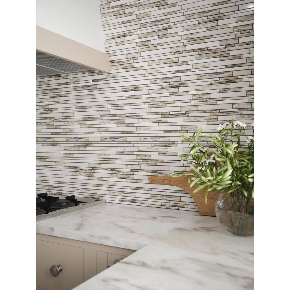 Jeffrey Court Coastal Skies Grey 11.875 in. x 11.75 in. Interlocking Glossy Glass Mosaic Tile (9.69 sq. ft.Case) 99590