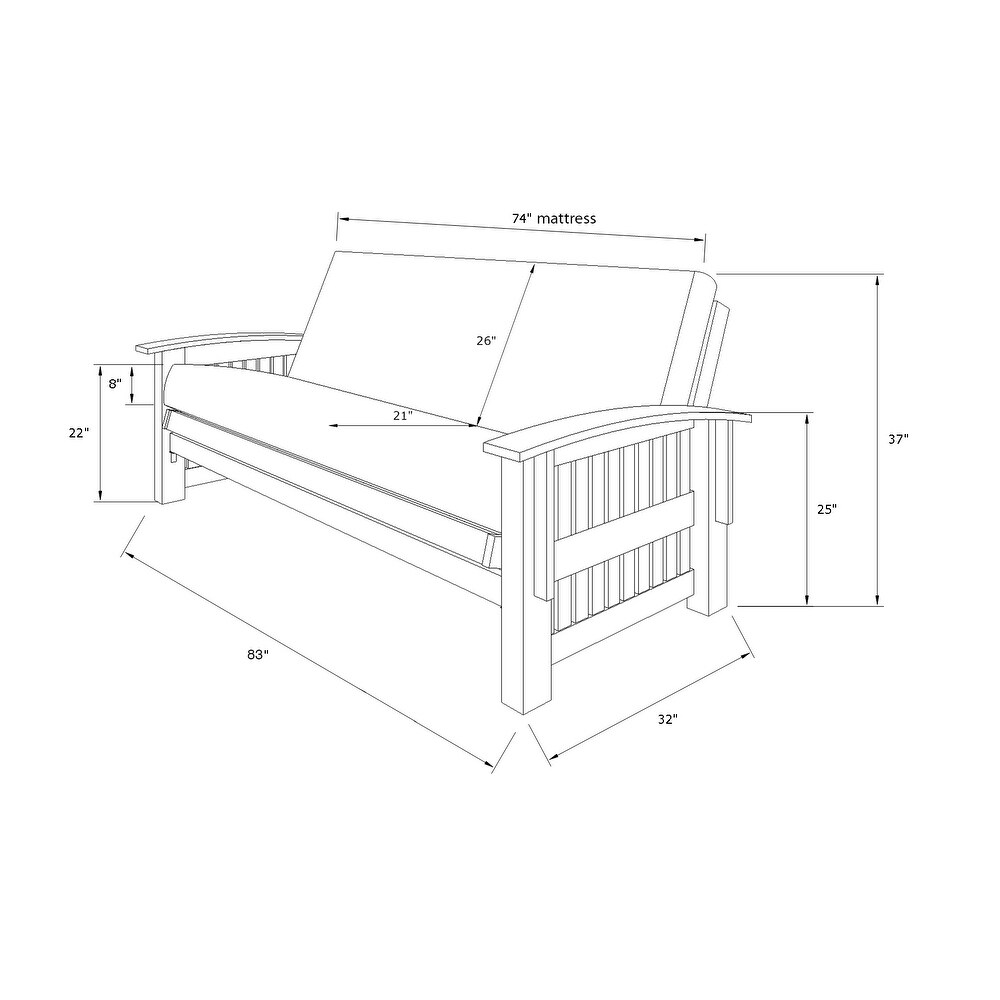 Somette Washington Full size Futon Frame and Suede Mattress