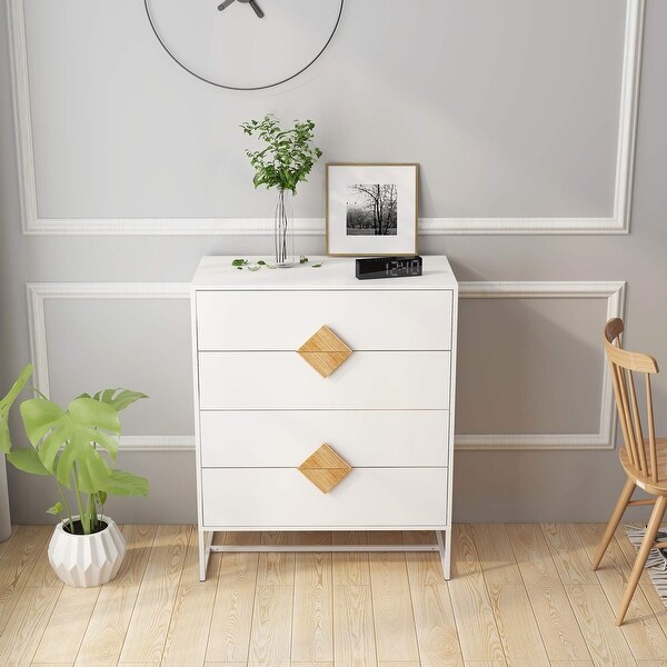 4 Drawer Dresser， Modern Chest Storage Cabinet for Bedroom and Living Room - as picture - - 37668835