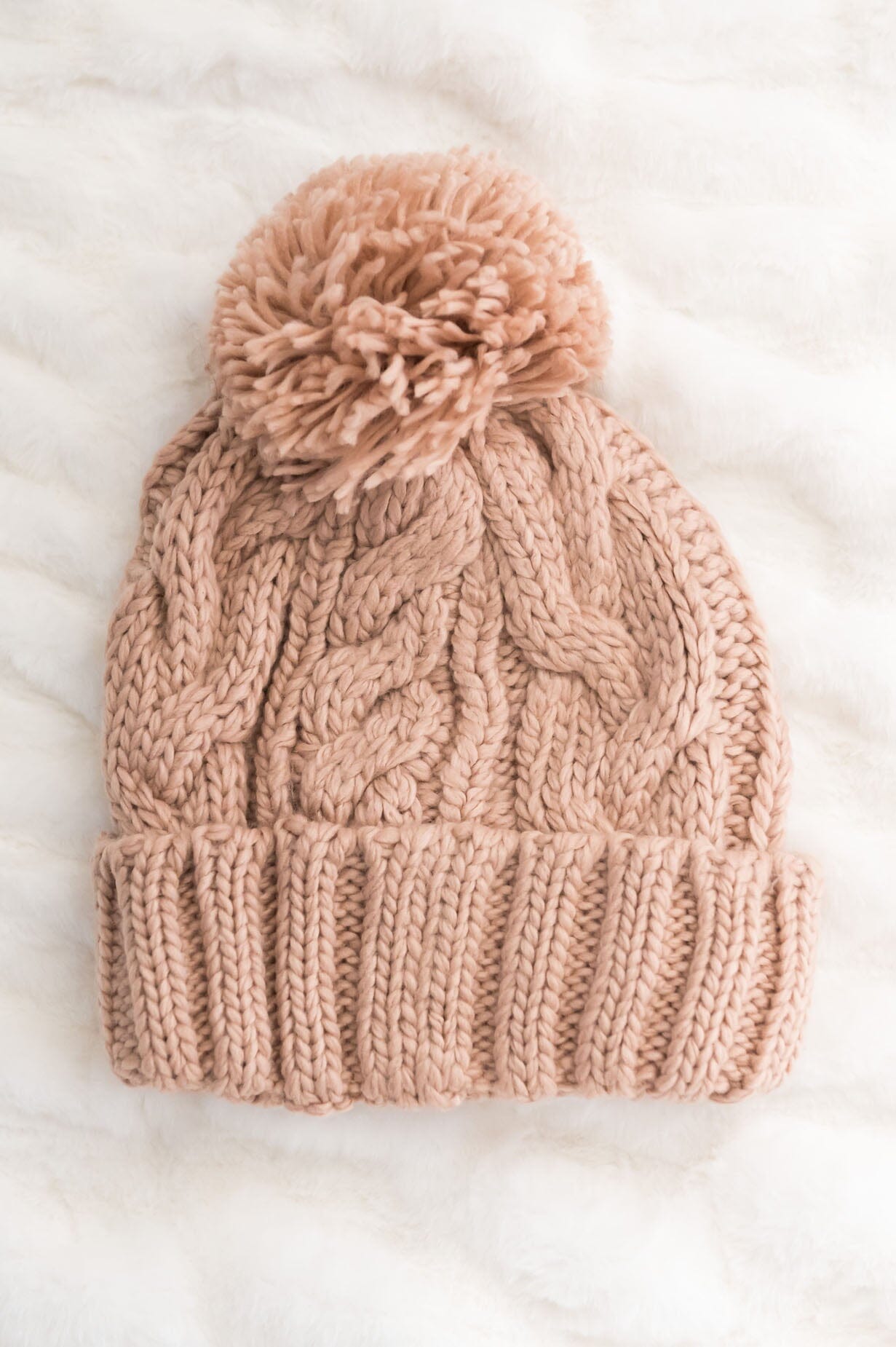 Sit By The Fire Cable Knit Pom Pom Beanie