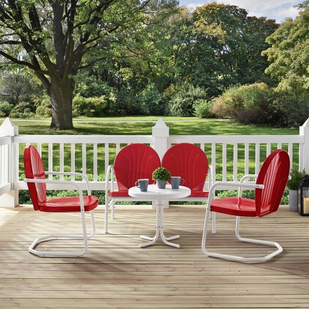 Griffith 4pc Outdoor Conversation Set Bright Red Crosley