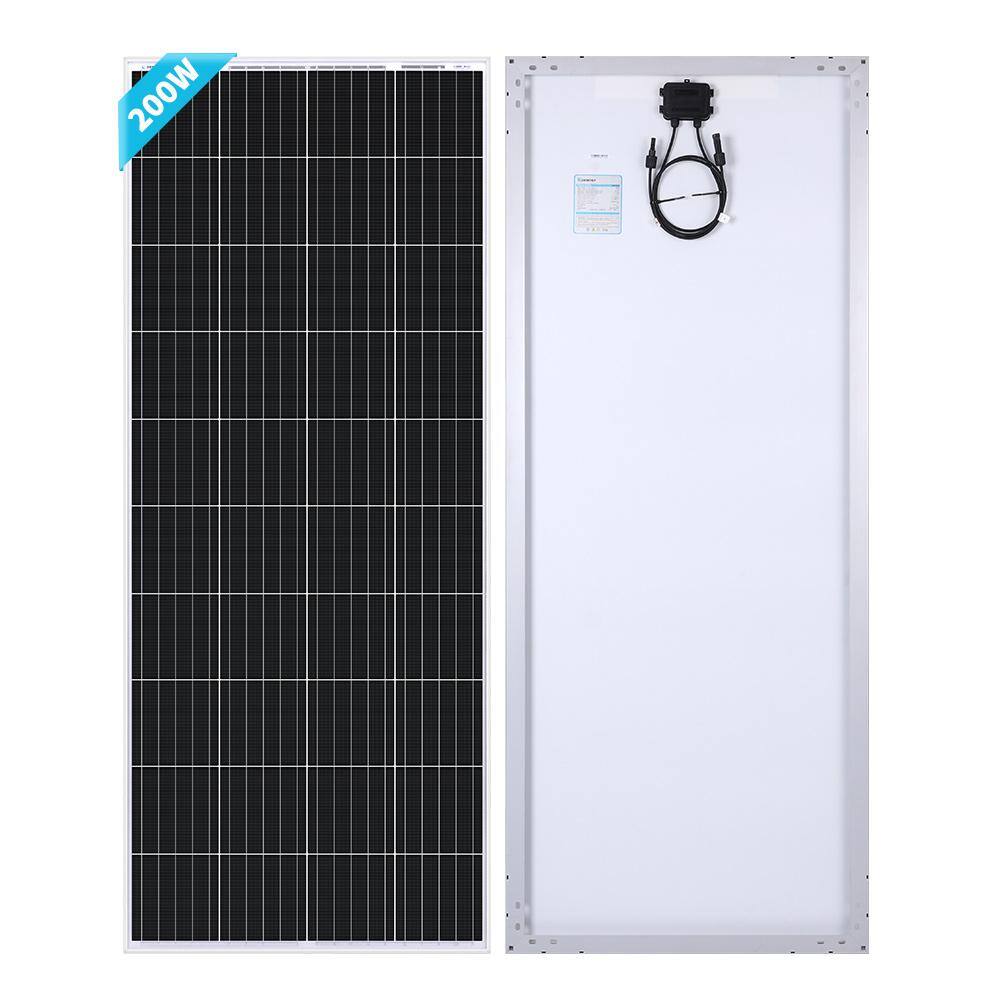 Renogy 200-Watt 12-Volt Monocrystalline Solar Panel for Off Grid Large System Residential Commercial House Cabin Sheds Rooftop RSP200D-G1