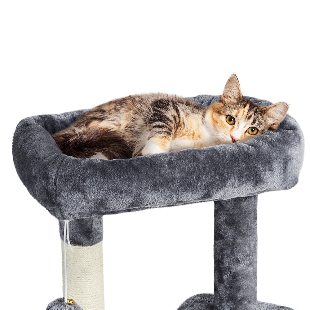 Easyfashion Plush Cover Cat Tree， Dark Gray