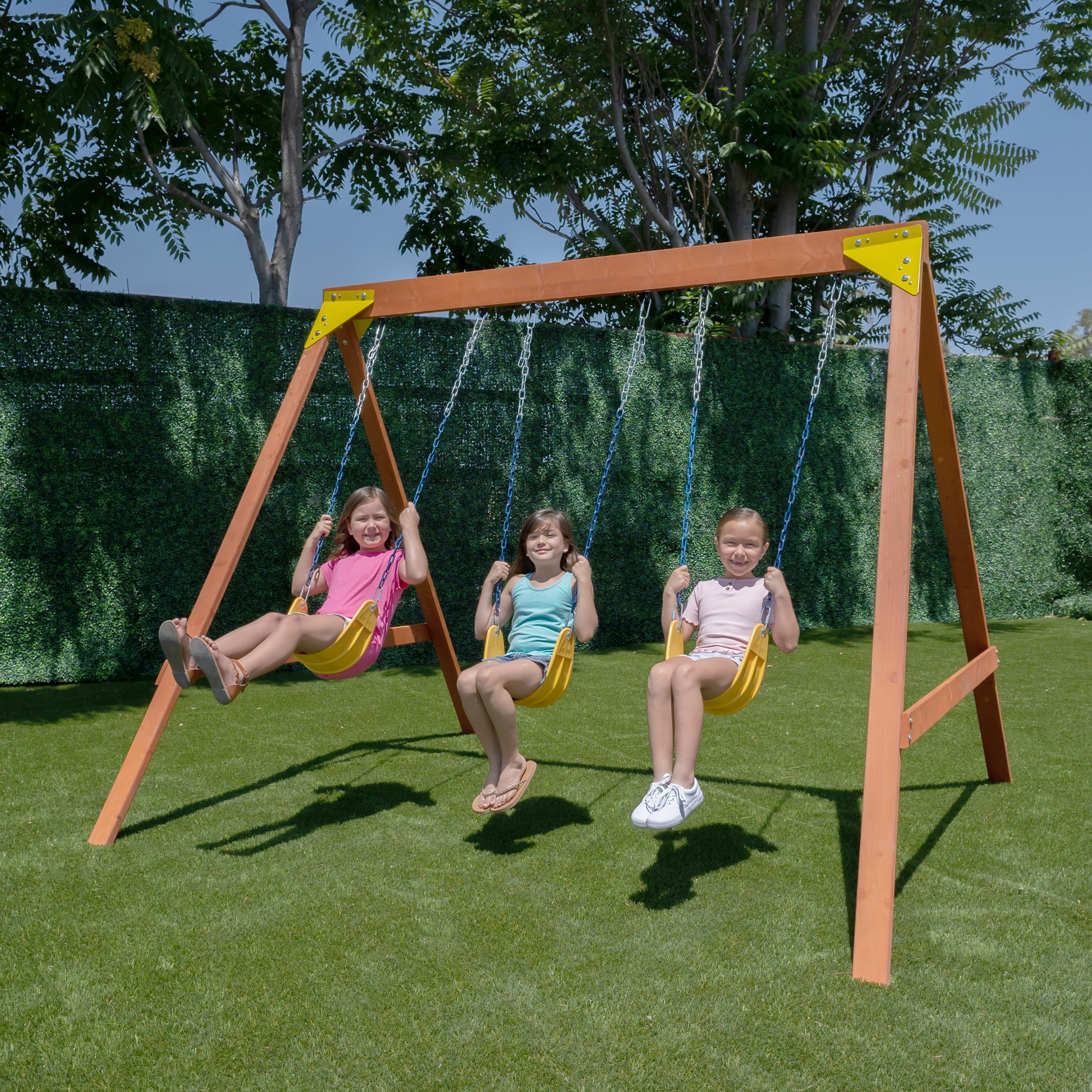 Sportspower Brooklyn Wooden Swing Set with 3 Swings