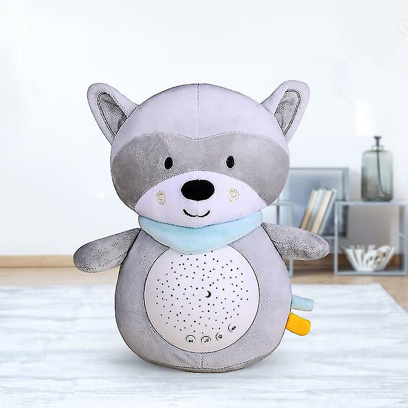 Miman Night Light Projector Baby Sleeping Animals Plush Toy Music Lamp Penguin Raccoon