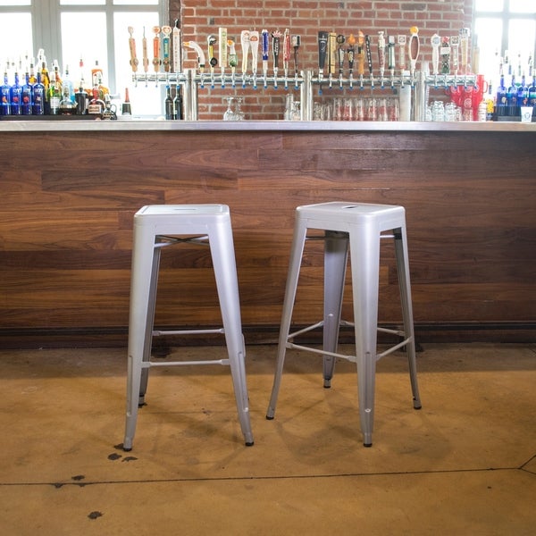 Carbon Loft Scodellaro Silver Metal Bar Stool (Set of 2)