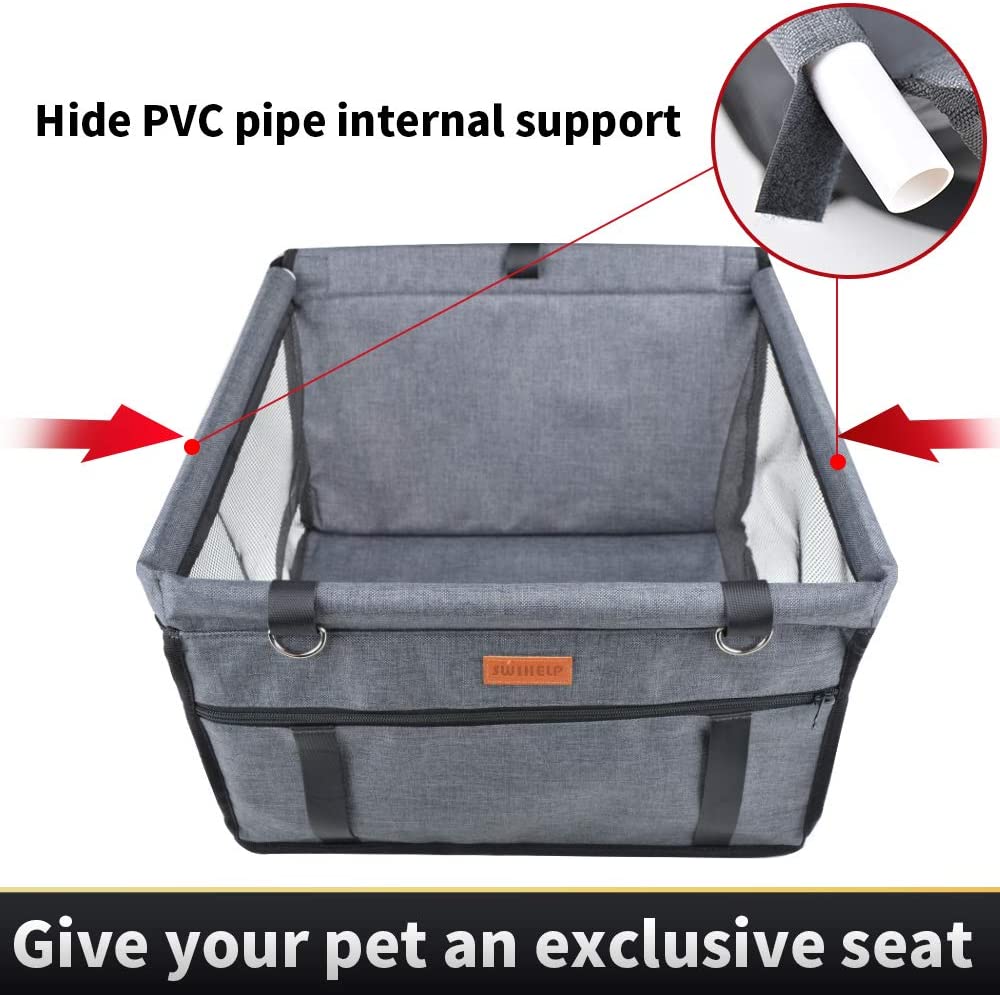 Car Booster Seat for Small Dogs Cats， Breathable Waterproof Seat Cover Carrier Bag with Safety Leash for Puppies Travel