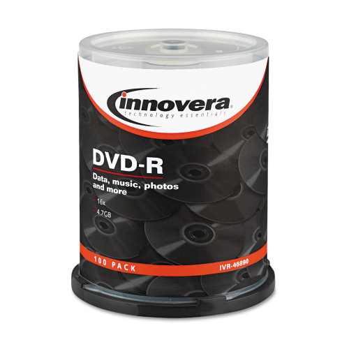 Innovera DVD-R Recordable Discs， 4.7 GB， 16x， Spindle， Silver， 100/Pack (46890)