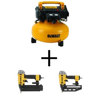 DW 6 Gal. 165 PSI Portable Electric Pancake Air Compressor with 18-GA Pneumatic Corded Brad Nailer  16-GA 2-12 in. Nailer DWFP126W917233