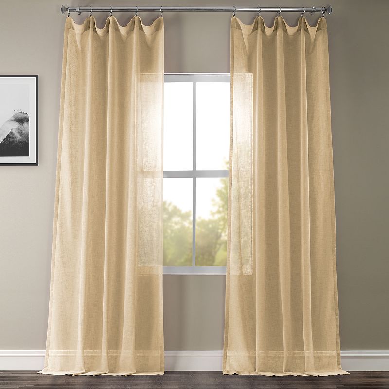 EFF Solid Faux Linen Sheer Window Curtain