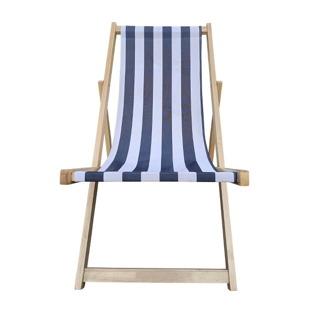 Striped Wood Sling Chair Natural blue Wellfor