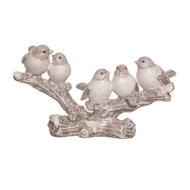 Transpac Resin 10 8 In Silver Christmas Glitter Winter Bird On Branch Figurine