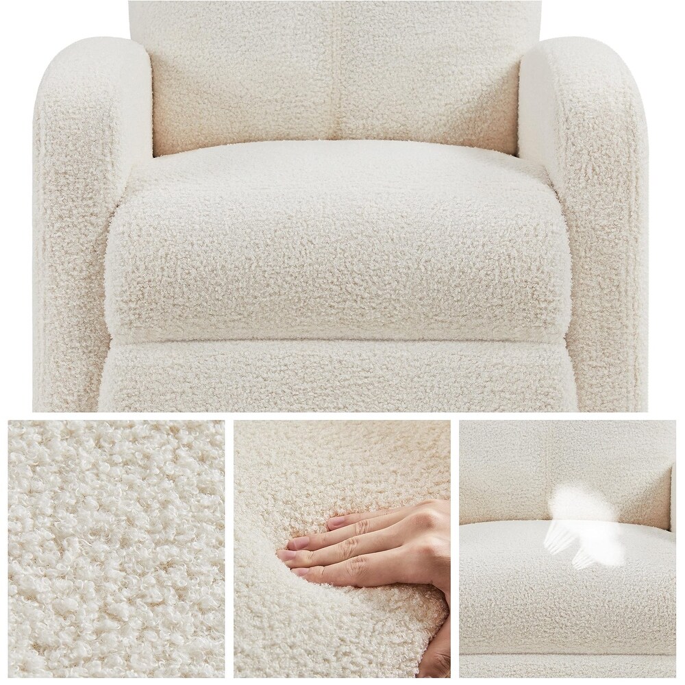 Fabric Recliner Chair Single Sofa Home Theater Seatting Adjustable Modern Single Reclining Living Room Bedroom Ivory