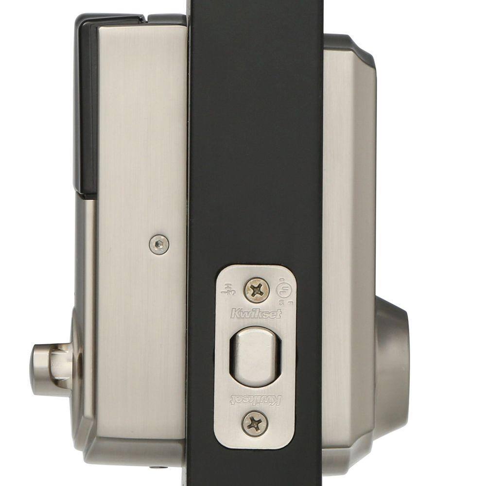 Kwikset SmartCode 915 Touchscreen Satin Nickel Single Cylinder Keypad Electronic Deadbolt with Avalon Handleset and Tustin Lever 915AVL91515CB