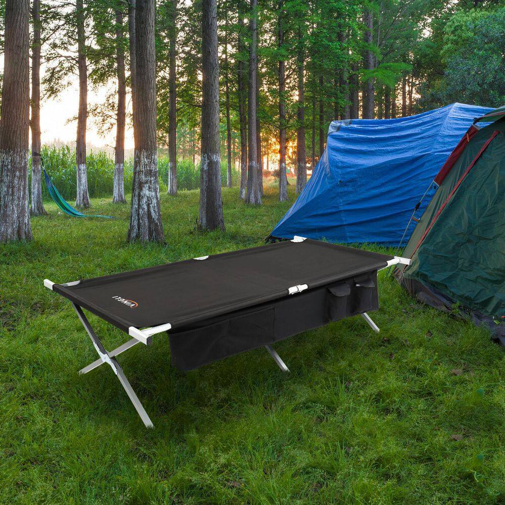 VINGLI MilitaryArmy Aluminum Black Folding Camping Cot with Travel Bag VL-G58000102