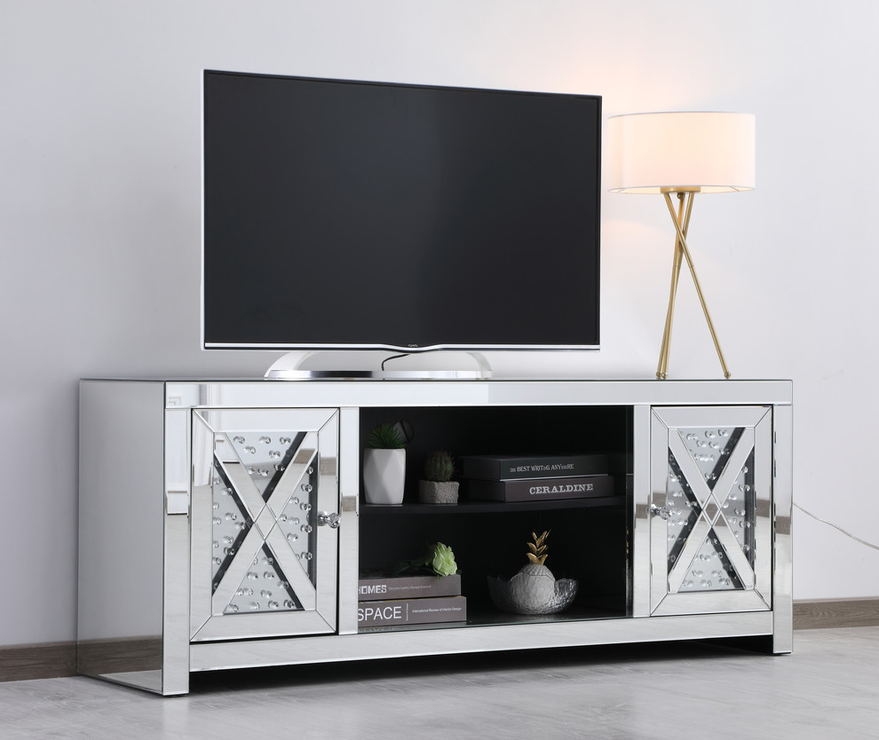 Crystal Mirrored TV Stand   Contemporary   Entertainment Centers And Tv Stands   by Elegant Furniture  ampLighting  Houzz