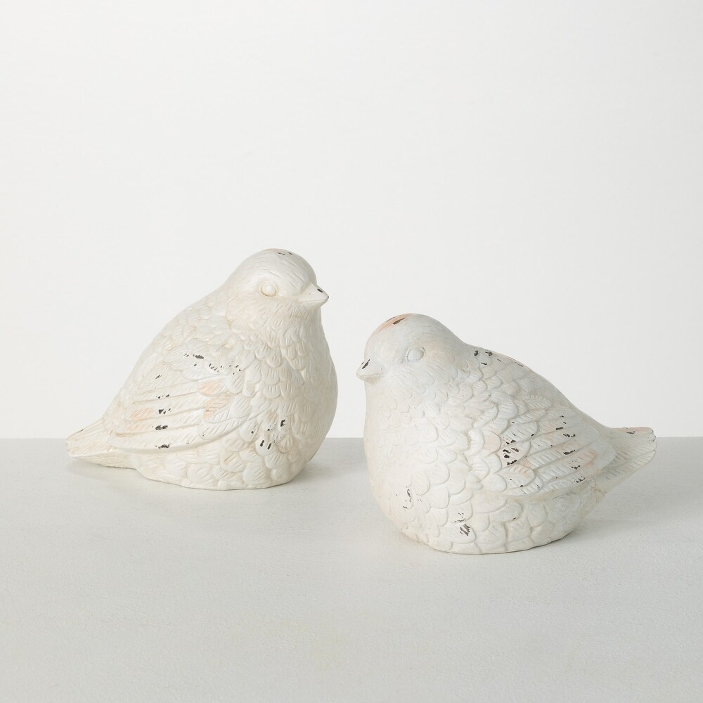 Sullivans Whitewashed Bird Figurine Set of 2  5\