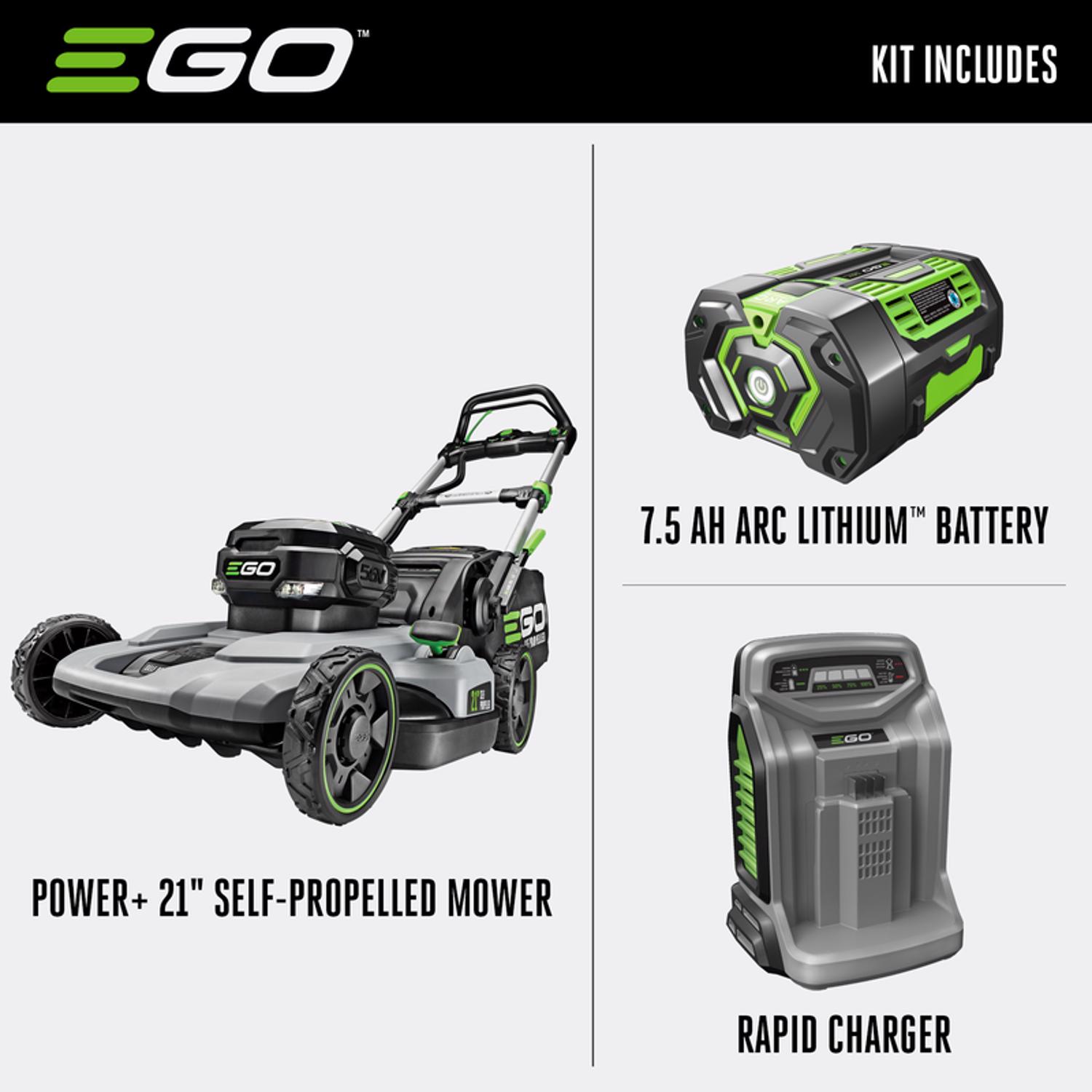 EGO Power+ LM2102SP 21 in. 56 V Battery Self-Propelled Lawn Mower Kit (Battery \u0026 Charger) W/ 7.5 AH BATTERY