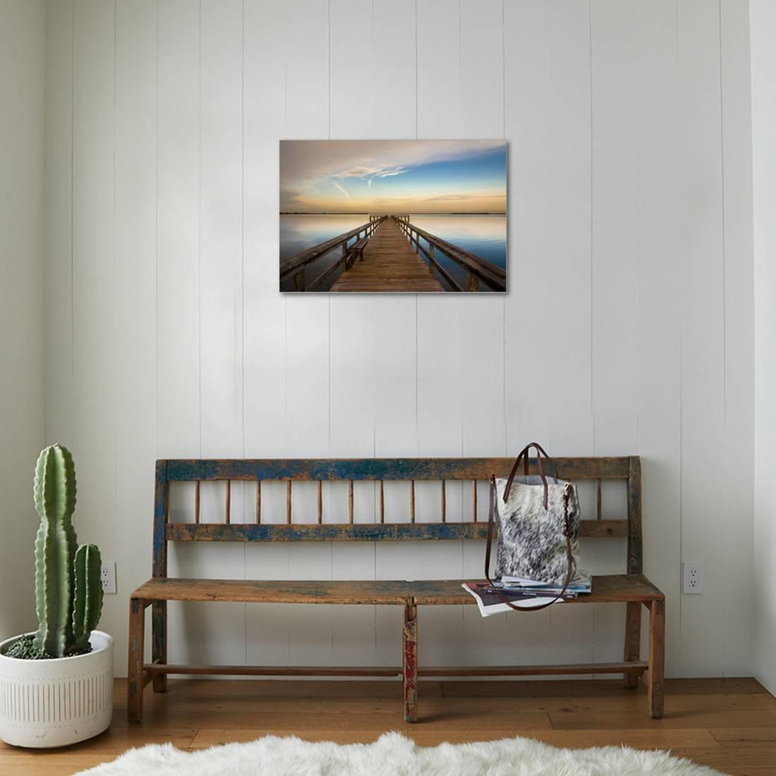 Sunrise on the Pier at Terre Ceia Bay， Florida， USA Coastal Ocean Landscape Stretched Canvas Print Wall Art by Richard Duval Sold by Art.Com