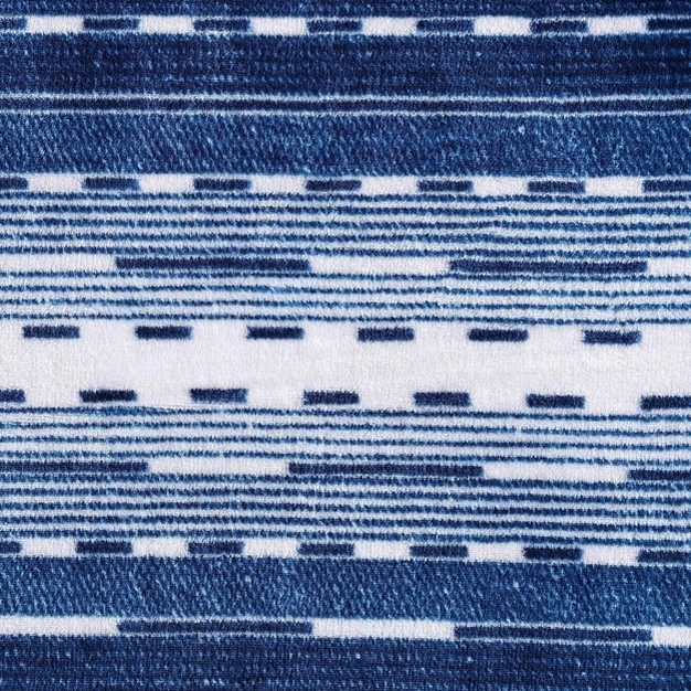 Logan Stripe Reversible Throw Blanket Blue Wrangler