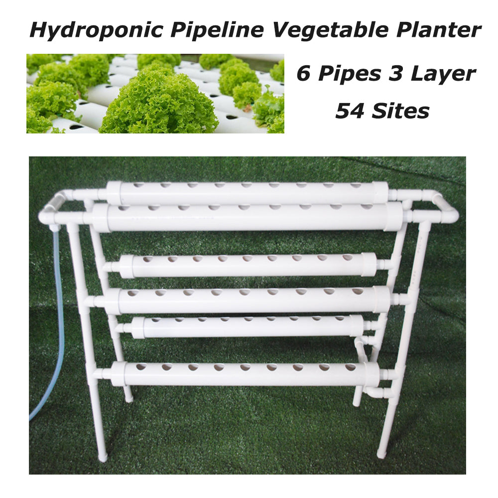 TECHTONGDA Hydroponic 54 Holes Site Grow Kit Double Side 6 Pipe Vegetable Planter Garden Indoor Plant Grow System