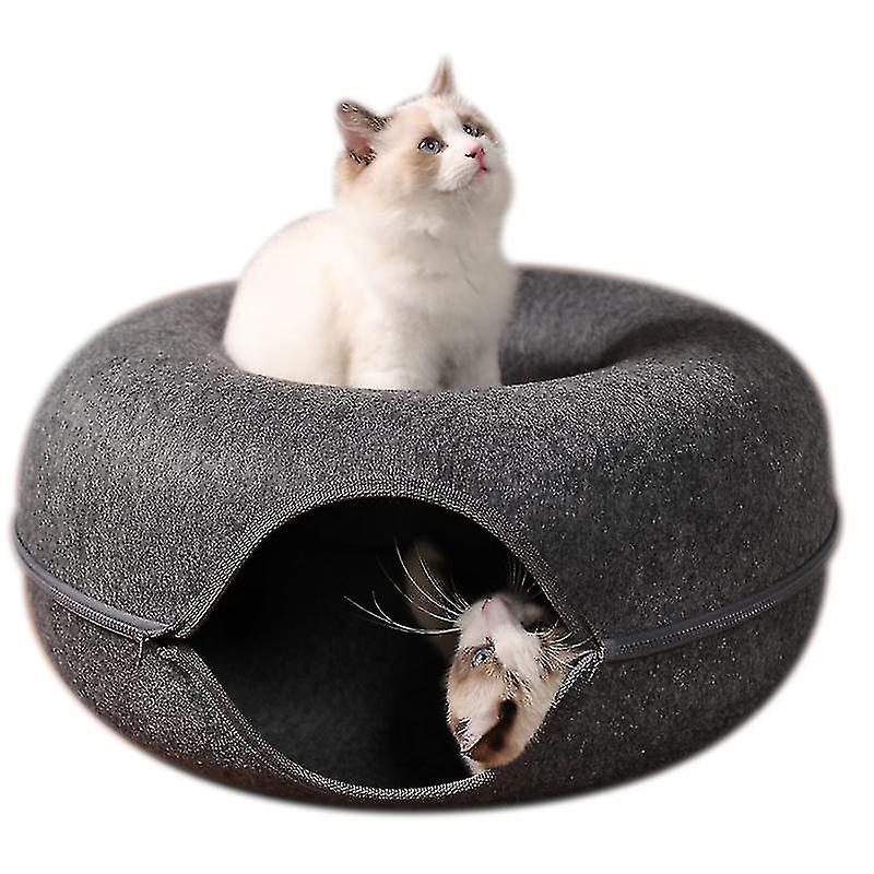 1 Pcs Pet Tunnel Donut Cat Bed(dark Gray)