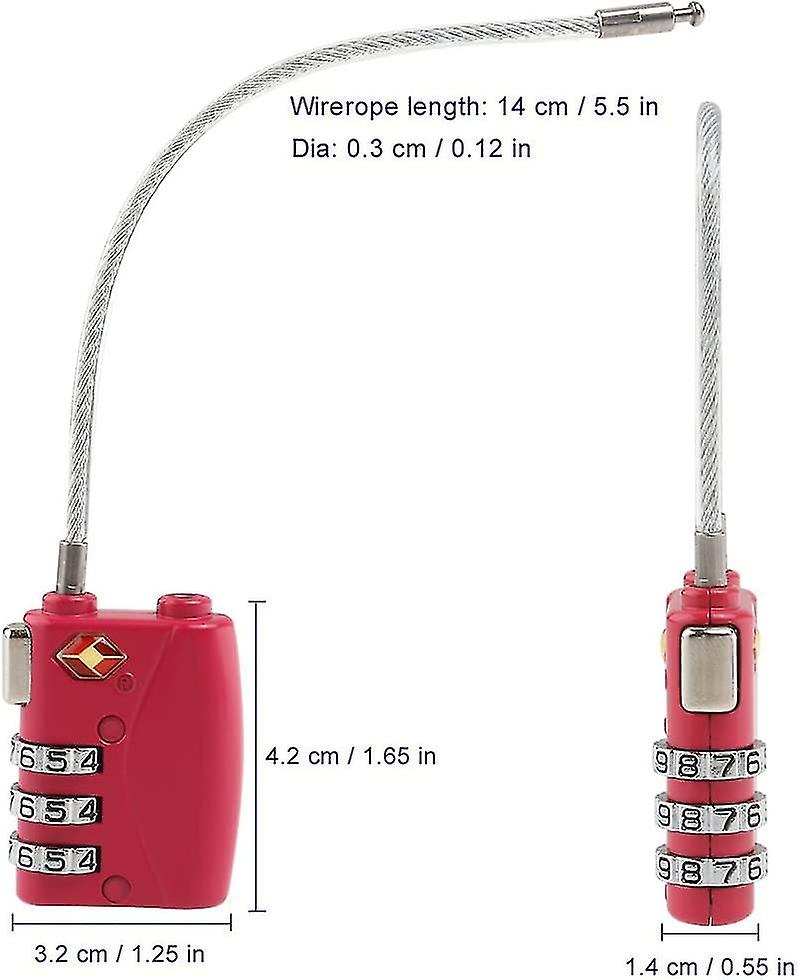 Travel Security Cable Luggage Combination Lock 3 Digit Password Lock Padlock 4