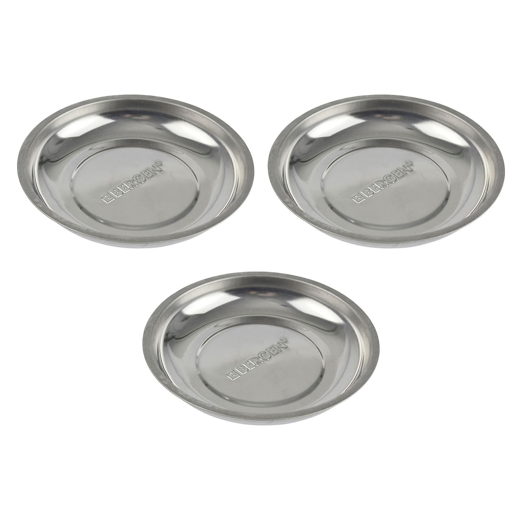 3 Pack Magnetic Parts Tray Dish Storage Holder Circular Round Stainless Steel 6