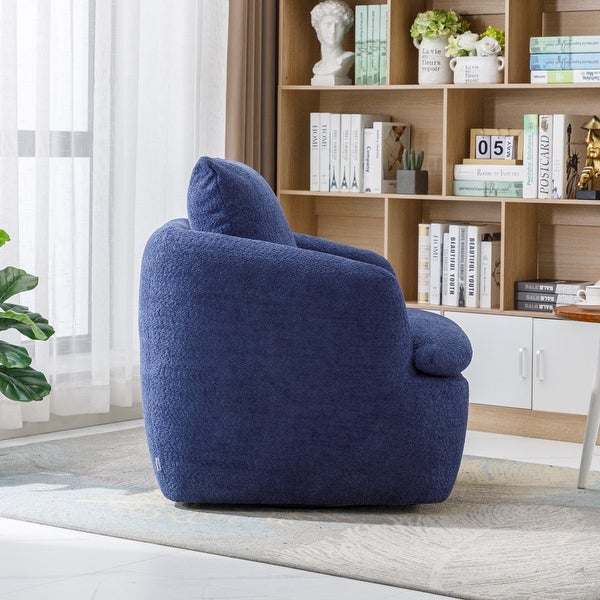 Modern Upholstered Living Room Swivel Club Chair with Pillow