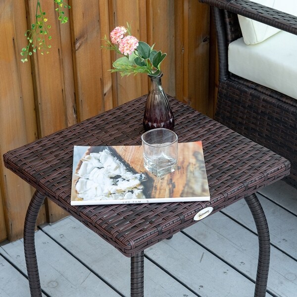 Outdoor PE Wicker Side Table，Rattan End Table