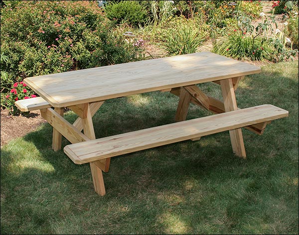 8' Treated Pine Picnic Table with Attached Benches