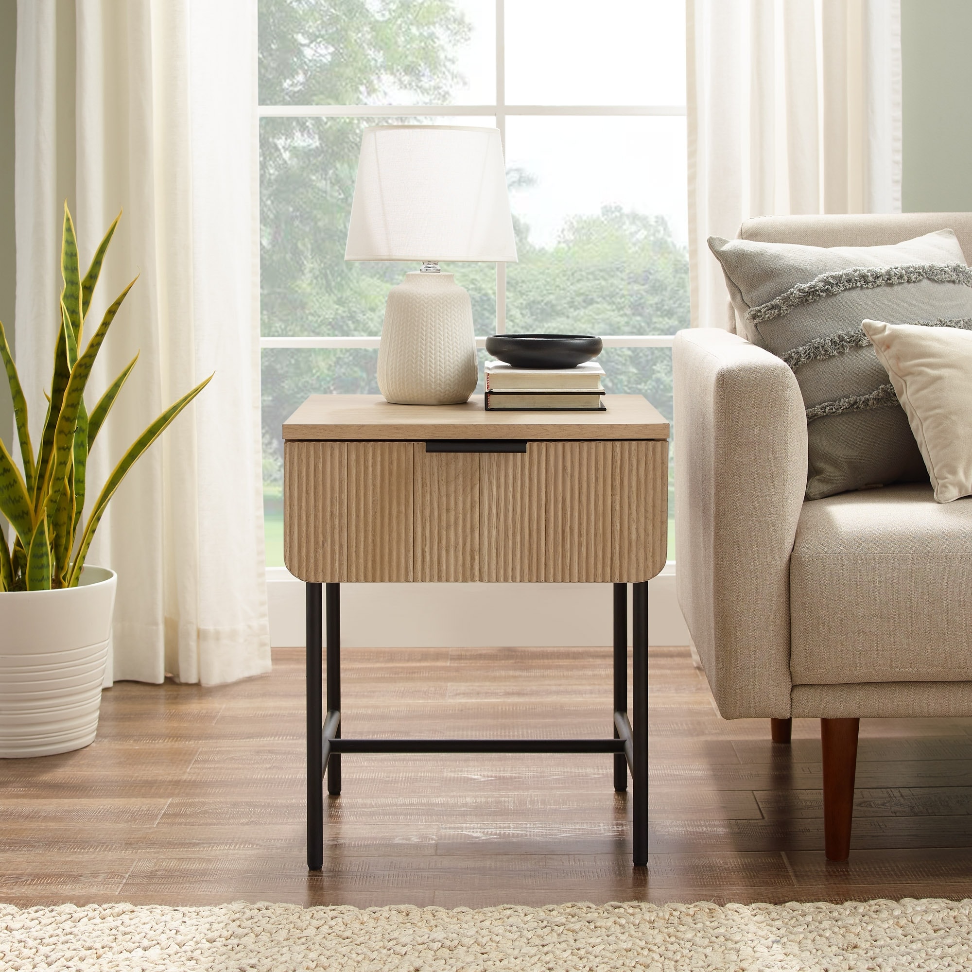 Middlebrook Designs Minimal Fluted-Door Side Table