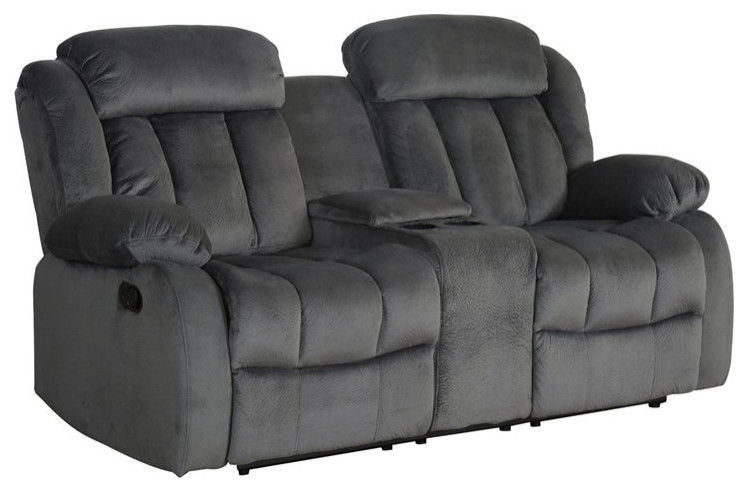 Sunset Trading Madison Fabric Reclining Loveseat with Console in Charcoal   Transitional   Loveseats   by Homesquare  Houzz