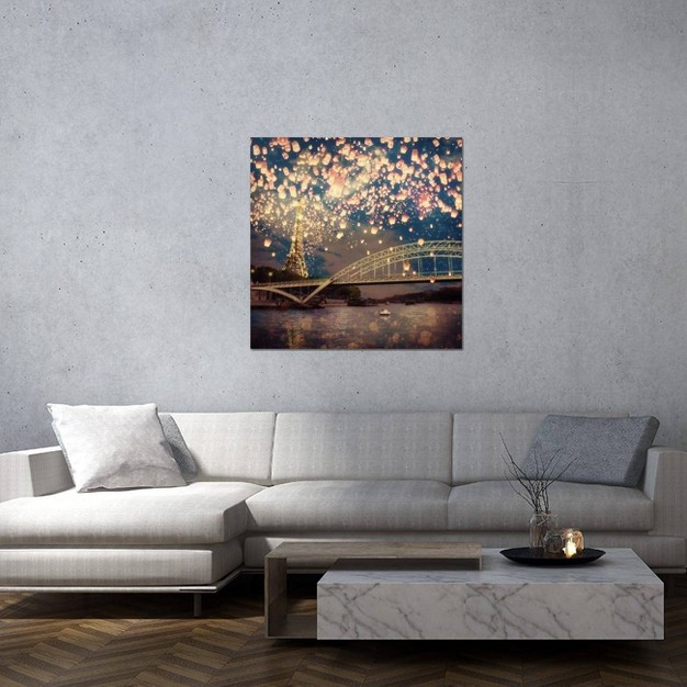 Love Wish Lanterns Over Paris By Paula Belle Flores Unframed Wall Canvas Icanvas