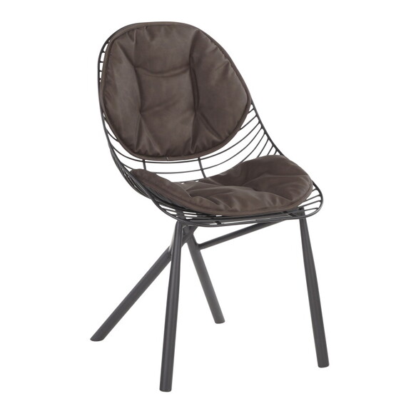 Wired Contemporary Chair in Black Metal with Espre...