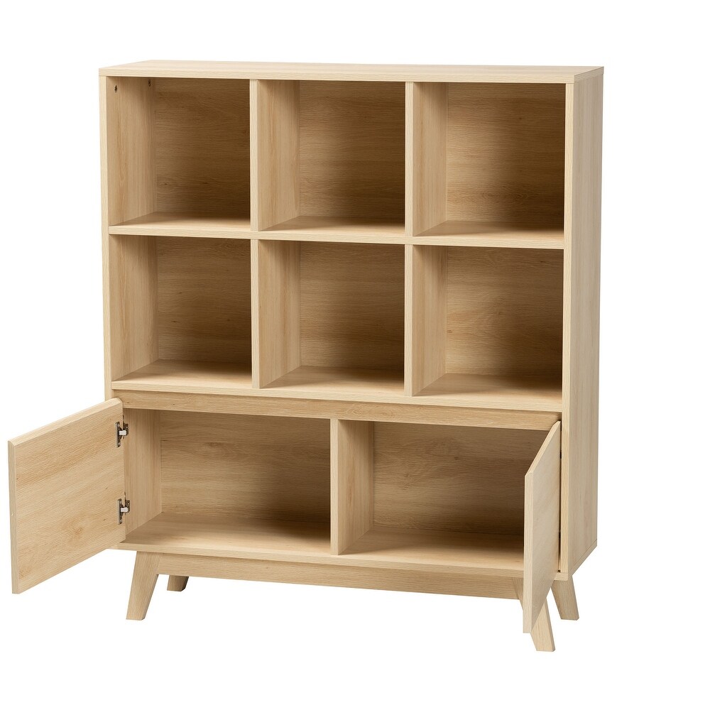 Danina Japandi Oak Brown Finished Wood Bookshelf