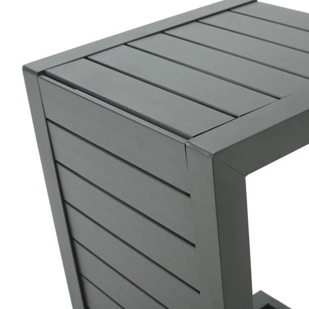 Cape Coral Aluminum C shaped Side Table Gray Christopher Knight Home