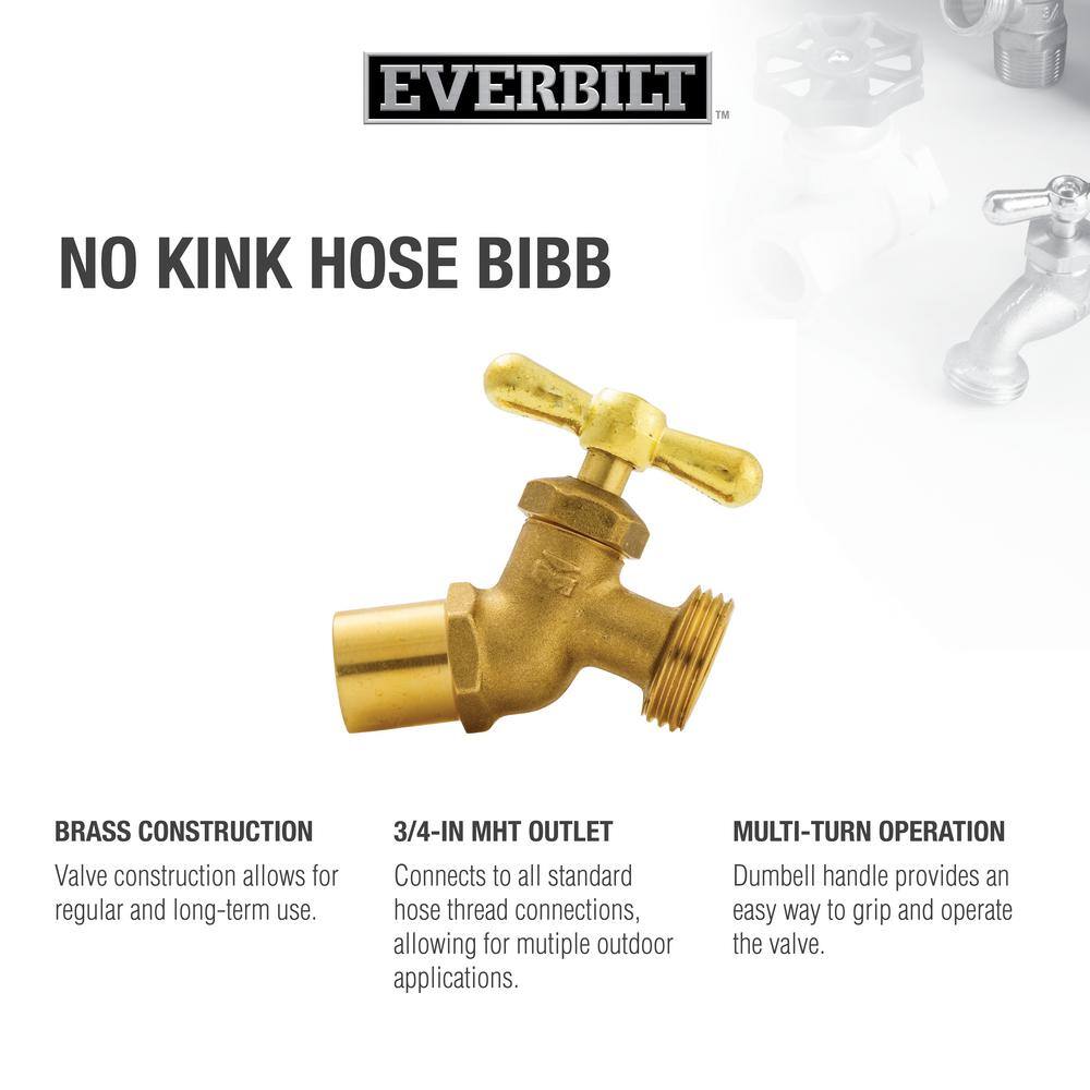 Everbilt 12 in. x 34 in. Brass Sweat or FTG Hose Bibb 102-534EB