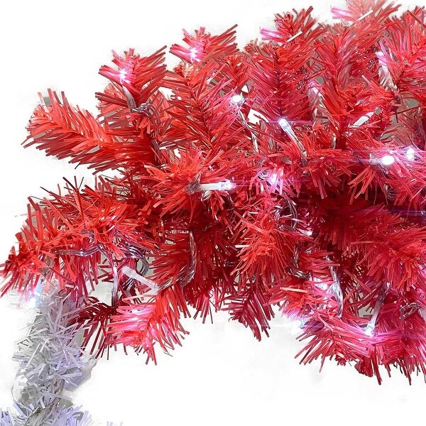 6FT Hinged Fir Artificial Santa Hat Christmas Tree with 300 LED Lights