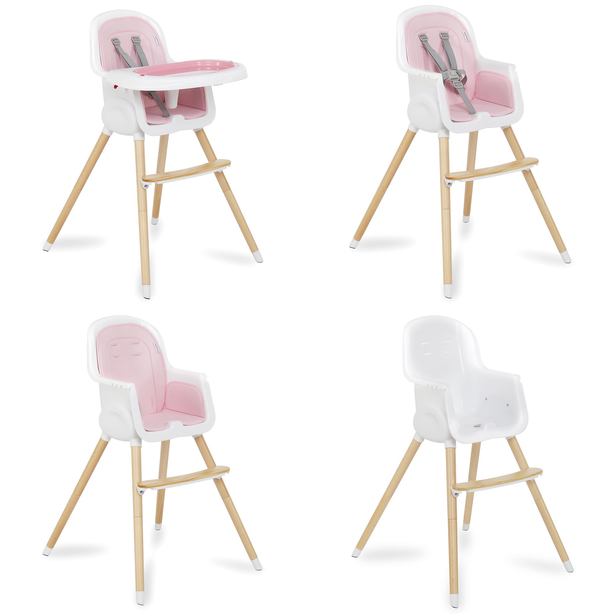 Dream On Me Lulu 2-in-1 Highchair， Convertible， Compact High Chair， Light weight， Portable， Blush Pink