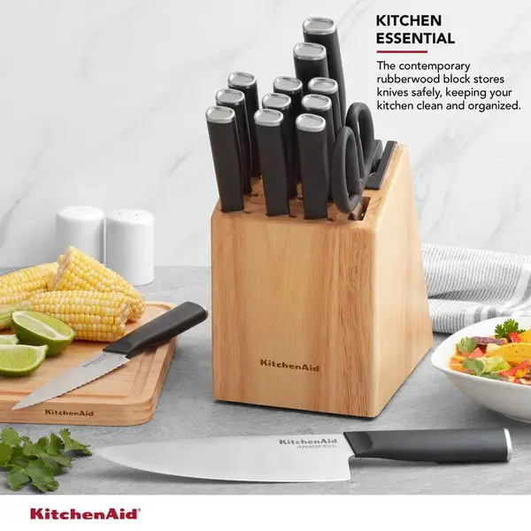 KitchenAid Classic 15-Piece Block Set with Built-in Knife Sharpener