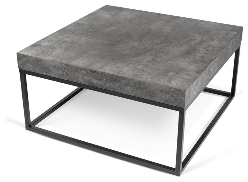 Tema Petra 30X30 Concrete Look Top Black Legs Coffee Table   Industrial   Coffee Tables   by MODTEMPO LLC  Houzz