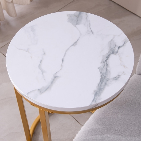 Marble Color Top Round End/Side Table