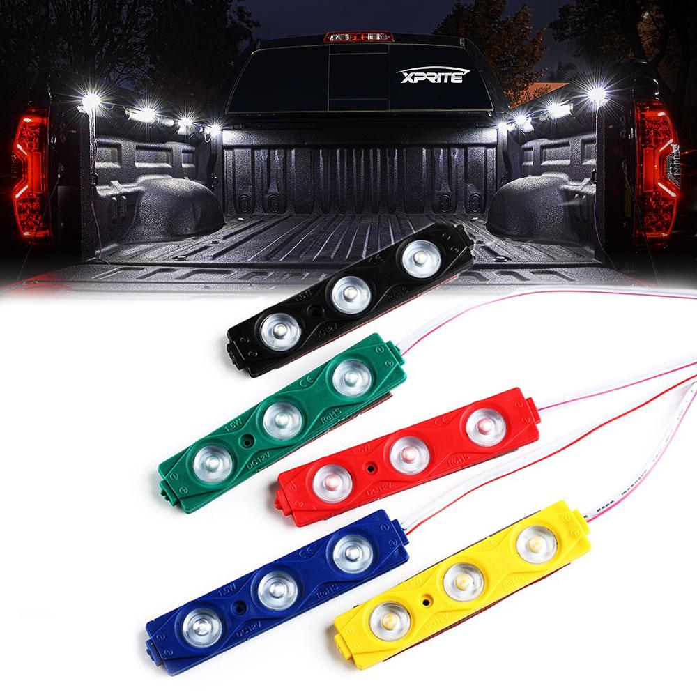 Xprite USA DL-001-L3-PE 8 LED Rock Light Pods Truck Bed Lighting Kit with Switch - Purple